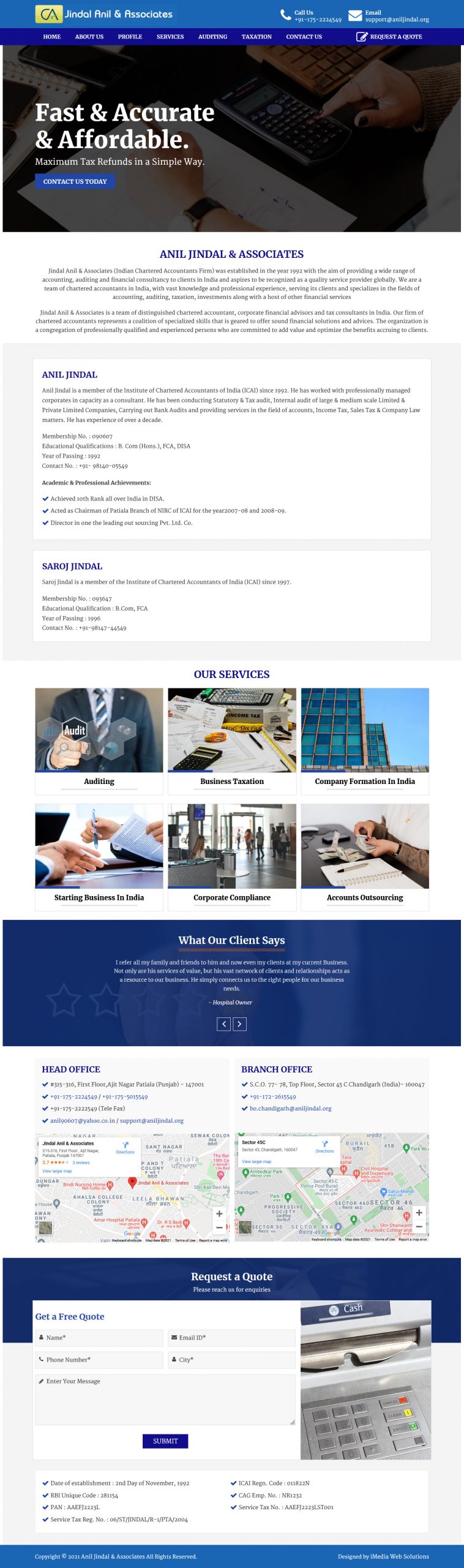 Jindal Anil & Associates Website Design