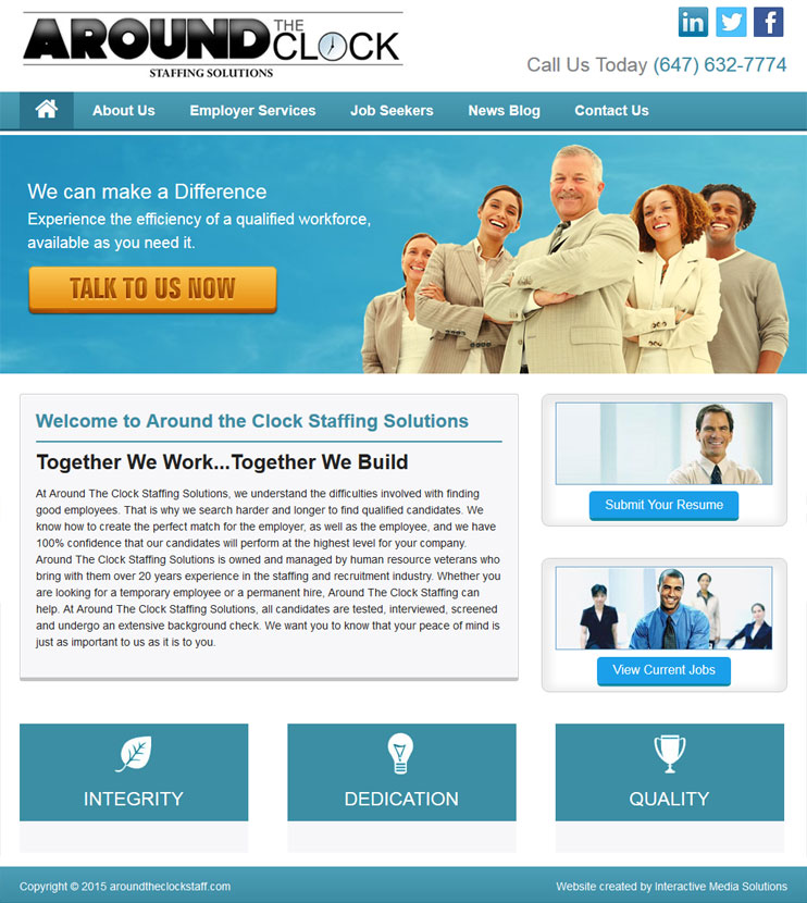 Around the Clock Staffing Solutions Website Design