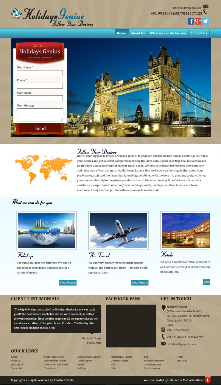 Holidays Genius – WordPress Travel Website Website Design